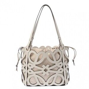 Loewe Anagram Cutout Tote White Leather Bag